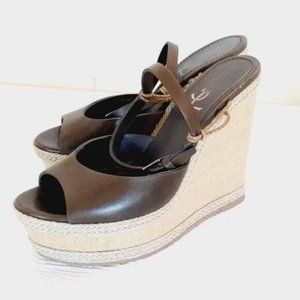 Yves Saint Laurent Wedge Sandal Open Brown Women's size 6 ITALY